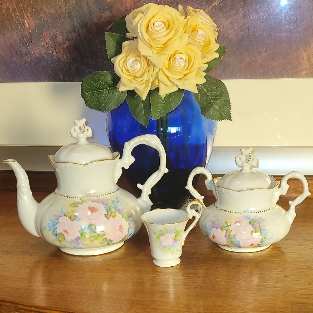 Hand Painted Antique Porcelain Tea Set.